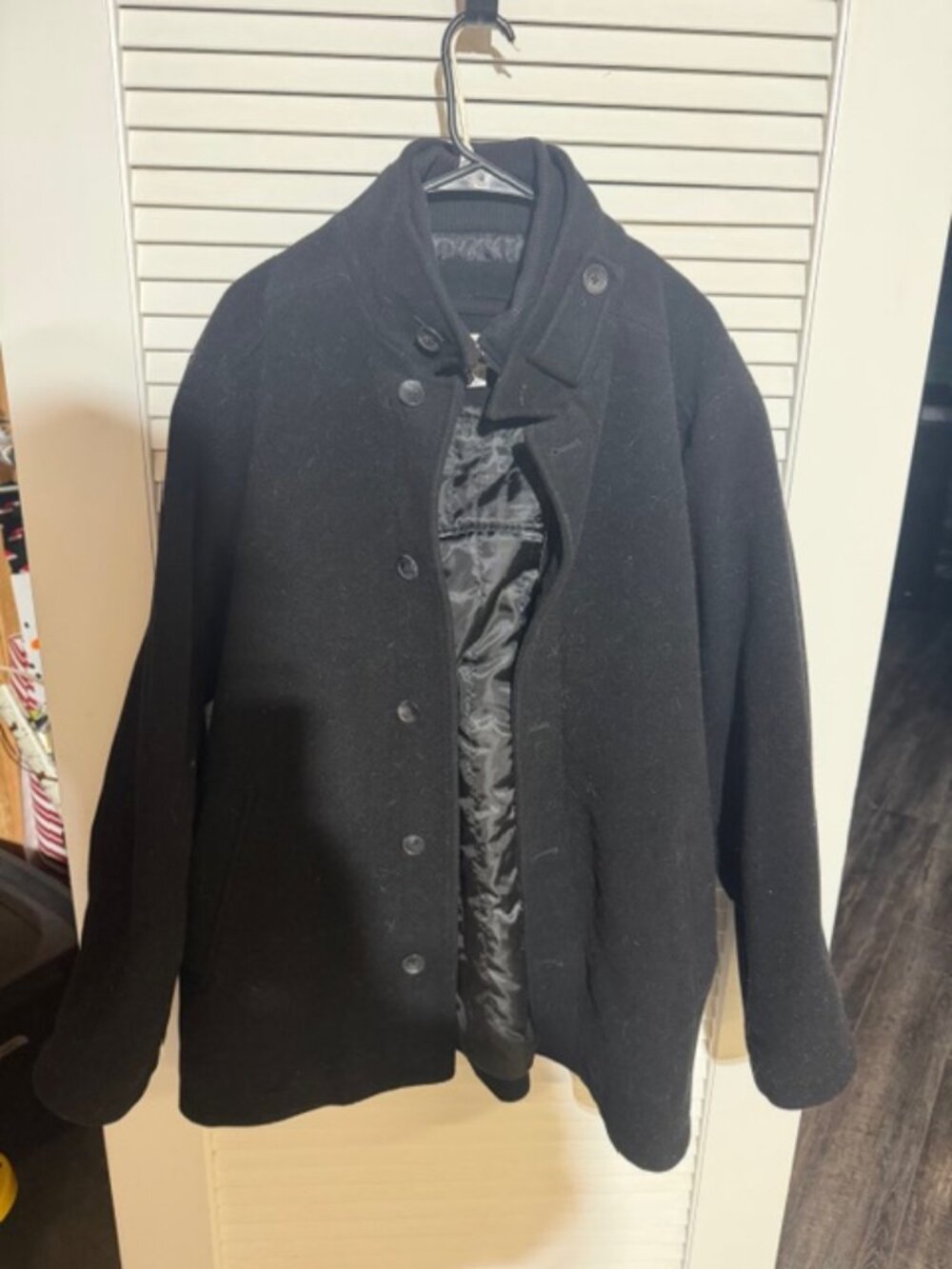 Calvin Klein Black Wool Coat XL | Button Front Dress Jacket | Men’s Outerwear